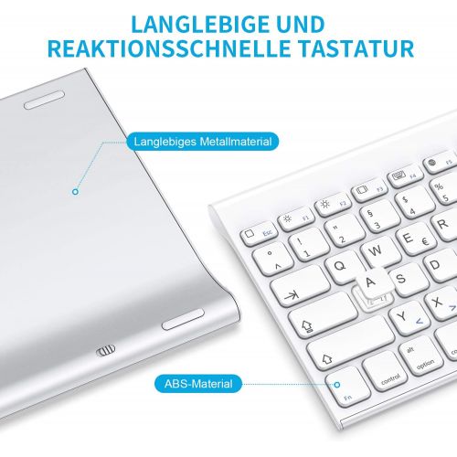  [아마존베스트]OMOTON aufladbare Bluetooth Tastatur fuer iPad, Tastatur Kabellos fuer iPad 10.2 (8. Generation) 2020/iPad 10.2 2019, iPad Air 4/3/2/1, iPad Pro 11/12.9 (2018/2020), iPad Mini, Weiss