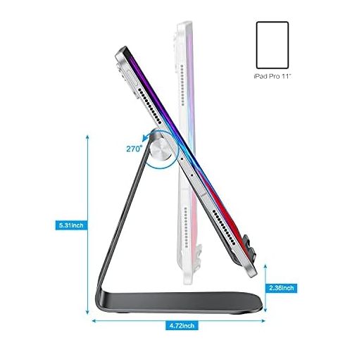  [아마존베스트]OMOTON Tablet stand, tablet stand, adjustable tablet holder for online classes/work, aluminium tablet holder compatible with iPad Air 4/Mini, iPad 10.2/9.7 and other tab up to 12.9