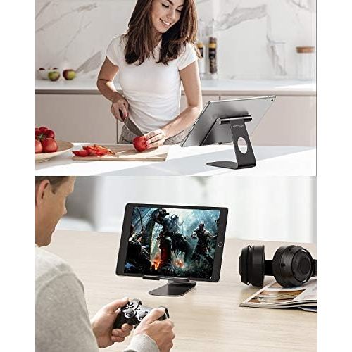  [아마존베스트]OMOTON Tablet stand, tablet stand, adjustable tablet holder for online classes/work, aluminium tablet holder compatible with iPad Air 4/Mini, iPad 10.2/9.7 and other tab up to 12.9