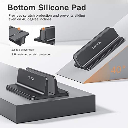  [아마존베스트]OMOTON Adjustable vertical laptop stand, aluminium stand for all mobile phones and laptops - perfect for MacBook, MacBook Air, MacBook Pro, Ultrabook, Lenovo and others, black