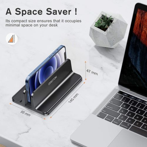  [아마존베스트]OMOTON Adjustable vertical laptop stand, aluminium stand for all mobile phones and laptops - perfect for MacBook, MacBook Air, MacBook Pro, Ultrabook, Lenovo and others, black