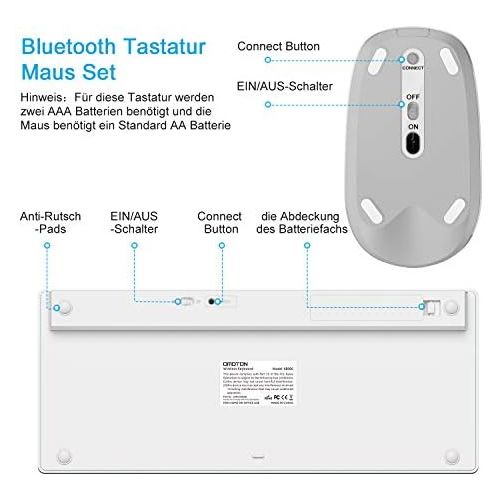  [아마존베스트]OMOTON German Bluetooth keyboard mouse set for iPad 10.2, iPad 2018/2017, iPad 8/7/6/5/4, iPad Air 4/3/2, iPad Pro 10.5, iPad Mini 5/4, iPad Pro 12.9 and iPhone, QWERTZ layout, sil