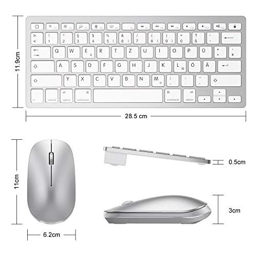  [아마존베스트]OMOTON German Bluetooth keyboard mouse set for iPad 10.2, iPad 2018/2017, iPad 8/7/6/5/4, iPad Air 4/3/2, iPad Pro 10.5, iPad Mini 5/4, iPad Pro 12.9 and iPhone, QWERTZ layout, sil