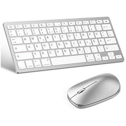  [아마존베스트]OMOTON German Bluetooth keyboard mouse set for iPad 10.2, iPad 2018/2017, iPad 8/7/6/5/4, iPad Air 4/3/2, iPad Pro 10.5, iPad Mini 5/4, iPad Pro 12.9 and iPhone, QWERTZ layout, sil