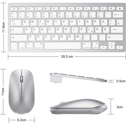  [아마존베스트]OMOTON German Bluetooth keyboard mouse set for iPad 10.2, iPad 2018/2017, iPad 8/7/6/5/4, iPad Air 4/3/2, iPad Pro 10.5, iPad Mini 5/4, iPad Pro 12.9 and iPhone, QWERTZ layout, sil