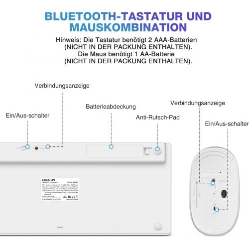  [아마존베스트]OMOTON Bluetooth Tastatur Maus Set fuer iPad 8 2020, iPad 10.2 Zoll (2019/2020), iPad 2018/2017,iPad 87/6/5/4,iPad Air3/ 2,iPad Pro 10.5,iPad Mini 5/4, iPad Pro 12.9 und iPhone, QWE