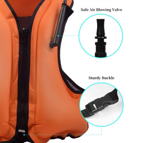 OMOUBOI Snorkel Vest Life Jacket Inflatable Kayak Life Vest for Adults and Youth 88-220 lbs Swimming Boating