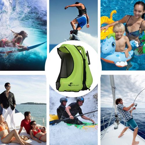  OMOUBOI LifeJackets SnorkelVestInflatable KayakLifeVest for Swimming Paddling Boating Adults Only 88-220 lbs