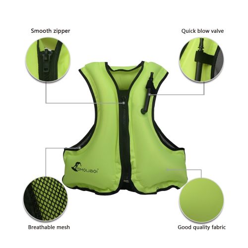  OMOUBOI LifeJackets SnorkelVestInflatable KayakLifeVest for Swimming Paddling Boating Adults Only 88-220 lbs