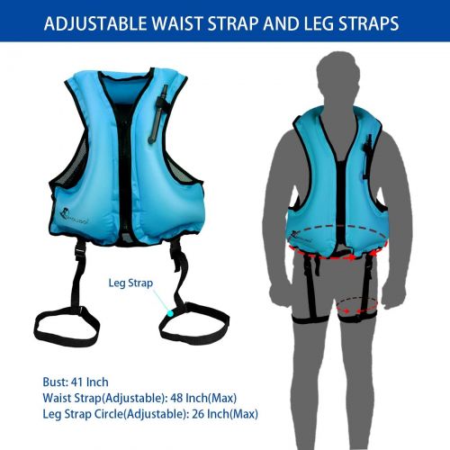  [아마존베스트]OMOUBOI Inflatable Snorkel Jacket Adult with Leg Straps for Men Women Snorkel Vest for Snorkeling Diving Swimming