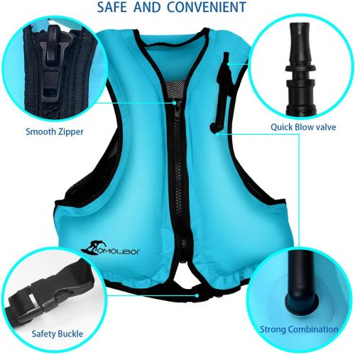  [아마존베스트]OMOUBOI Inflatable Snorkel Jacket Adult with Leg Straps for Men Women Snorkel Vest for Snorkeling Diving Swimming