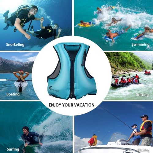  [아마존베스트]OMOUBOI Inflatable Snorkel Jacket Adult with Leg Straps for Men Women Snorkel Vest for Snorkeling Diving Swimming