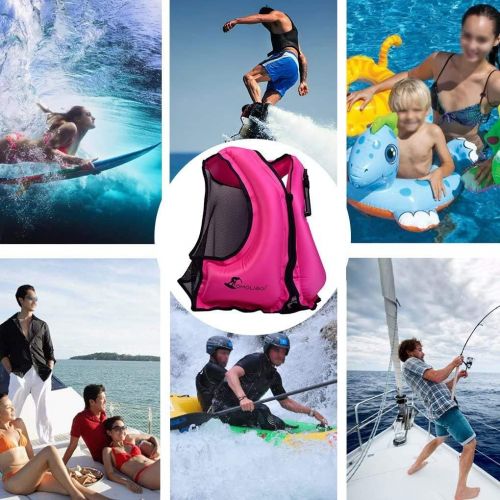  OMOUBOI LifeJackets SnorkelVestInflatable KayakLifeVest for Swimming Paddling Boating Adults Only 88-220 lbs