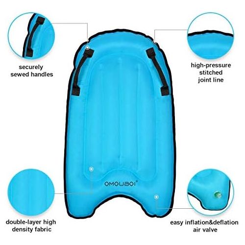  OMOUBOI Bodyboards Lightweight Soft Inflatable Bodyboard 30” Mini Surfboards for Kids Portable Boogie Boards for Surfing, Beginner Poolfloat of Swimming