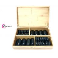 OMWAH Omwah Basalt Hot Stone Massage Kit 36 Piece with Bamboo Box