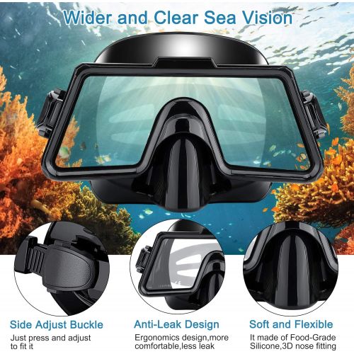  OMYAFL Snorkel Diving Mask,180° Panoramic View and Easy Adjustable Strap for Adults Scuba Dive Swim Snorkeling Goggles Masks