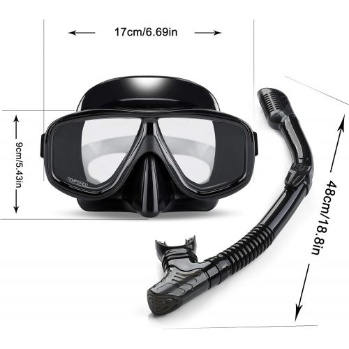  OMYAFL Adult Youth Dry Snorkel Set,Foldable Dry Snorkel Set and 180°Panoramic Wide View for Snorkeling, Swimming and Scuba Diving,Free Breathing&Easy Adjustable Strap Snorkel Set