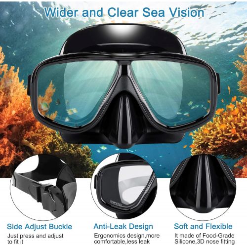  OMYAFL Adult Youth Dry Snorkel Set,Foldable Dry Snorkel Set and 180°Panoramic Wide View for Snorkeling, Swimming and Scuba Diving,Free Breathing&Easy Adjustable Strap Snorkel Set