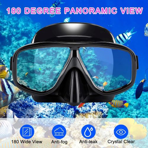  OMYAFL Adult Youth Dry Snorkel Set,Foldable Dry Snorkel Set and 180°Panoramic Wide View for Snorkeling, Swimming and Scuba Diving,Free Breathing&Easy Adjustable Strap Snorkel Set