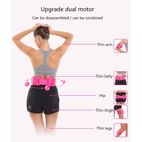  OMZBM Electric Vibrating Slimming Belt Massage Waist Exercise Slimming Leg Belly Arm Fat Burning Heating Abdomen Massager Waist Trimmer Belt,Pink