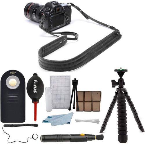  ONA Lima Leather Presidio Camera Strap (Black) with Focus Camera Accessory Bundle