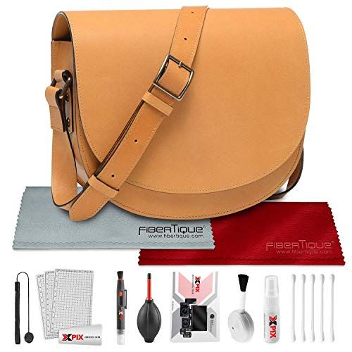  ONA Savannah II Leather Camera and Everyday Crossbody Bag, Sahara Tan with Xpix Photo Travel Cleaning Kit