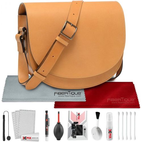  ONA Savannah II Leather Camera and Everyday Crossbody Bag, Sahara Tan with Xpix Photo Travel Cleaning Kit