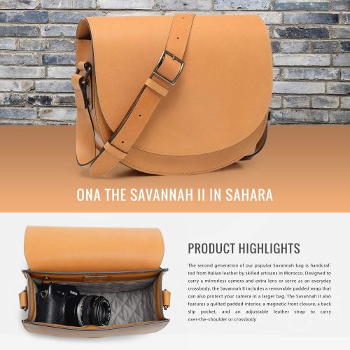  ONA Savannah II Leather Camera and Everyday Crossbody Bag, Sahara Tan with Xpix Photo Travel Cleaning Kit