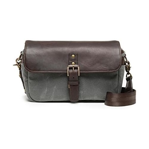  Ona ONA - The Bowery - Camera Messenger Bag - 5050 Smoke Waxed Canvas & Dark Truffle Leather (ONA5-014GRLDB)