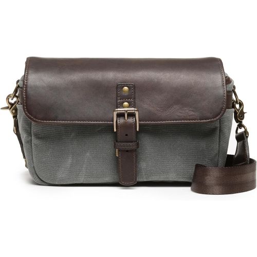  Ona ONA - The Bowery - Camera Messenger Bag - 5050 Smoke Waxed Canvas & Dark Truffle Leather (ONA5-014GRLDB)