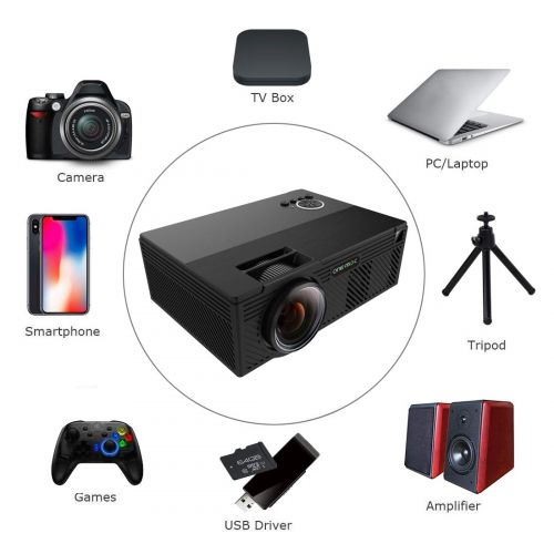 ONE·MIX Video Projector, ONEMIX 2400 Lumens LED Full HD Home Theater Projector with Tripod, Big Display Mini...