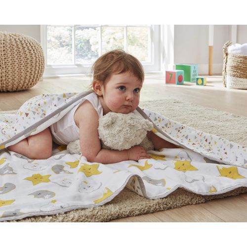  ONE PARK LINENS Ultra Soft Organic Four Layer Swaddle Blankets, 100% Cotton Muslin, Baby Blankets 4 Layer  GOTS Certified  47 x 47 inches  Night Dreams & Triangle - Make a Perfect Boy & Girl Ba