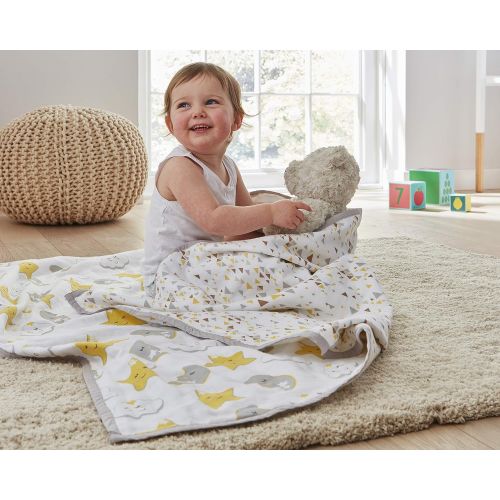  ONE PARK LINENS Ultra Soft Organic Four Layer Swaddle Blankets, 100% Cotton Muslin, Baby Blankets 4 Layer  GOTS Certified  47 x 47 inches  Night Dreams & Triangle - Make a Perfect Boy & Girl Ba