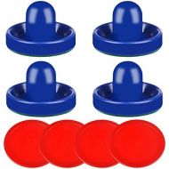 [아마존베스트]ONE250 Air Hockey Pushers and Red Air Hockey Pucks, Goal Handles Paddles Replacement Accessories for Game Tables (4 Striker, 4 Puck Pack)