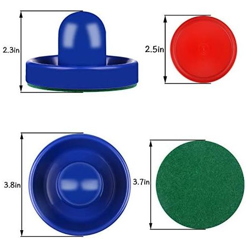  [아마존베스트]ONE250 Air Hockey Pushers and Red Air Hockey Pucks, Goal Handles Paddles Replacement Accessories for Game Tables (4 Striker, 4 Puck Pack)