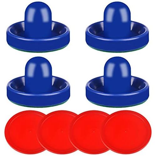  [아마존베스트]ONE250 Air Hockey Pushers and Red Air Hockey Pucks, Goal Handles Paddles Replacement Accessories for Game Tables (4 Striker, 4 Puck Pack)