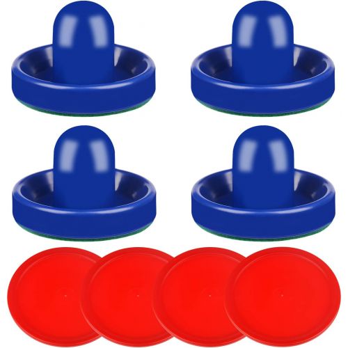  [아마존베스트]ONE250 Air Hockey Pushers and Red Air Hockey Pucks, Goal Handles Paddles Replacement Accessories for Game Tables (4 Striker, 4 Puck Pack)