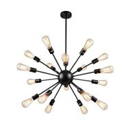 ONEGOL Modern Sputnik Chandelier, Vintage Industrial 18-Lights Iron Spider Chandelier for Living Room Decorated Ceiling lamp E27 (Black 18 Lights)