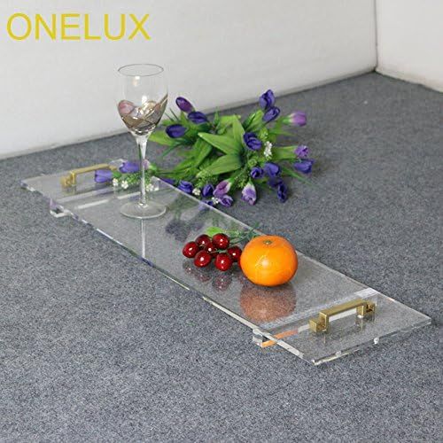  ONELUX Custom Made Durable Clear Acrylic bathtub Tray Caddy With Metal Handles,Lucite Bathroom Tray Rack