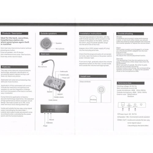  ONETAK Bank Counter Window Intercom System Dual-way Intercommunication Microphone 3W