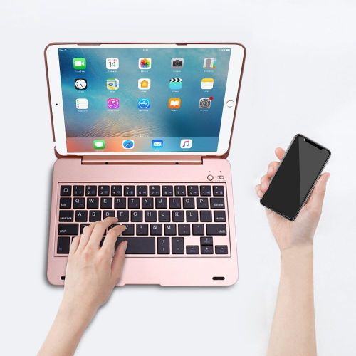  [아마존베스트]ONHI Wireless Keyboard for iPad Mini Keyboard Case, Folio Flip Smart Cover for iPad Mini 3/ iPad Mini 2/ iPad Mini 1 with Folding Stand,Silent Typing(Rose Gold)