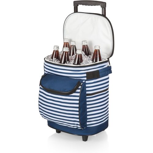  ONIVA - a Picnic Time Brand Insulated Portable Rolling Cooler on Wheels, Navy/White Stripe