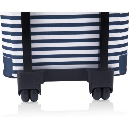  ONIVA - a Picnic Time Brand Insulated Portable Rolling Cooler on Wheels, Navy/White Stripe