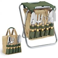 ONIVA - a Picnic Time brand ONIVA - a Picnic Time Brand Gardener 5-Piece Garden Tool Set With Tote And Folding Seat