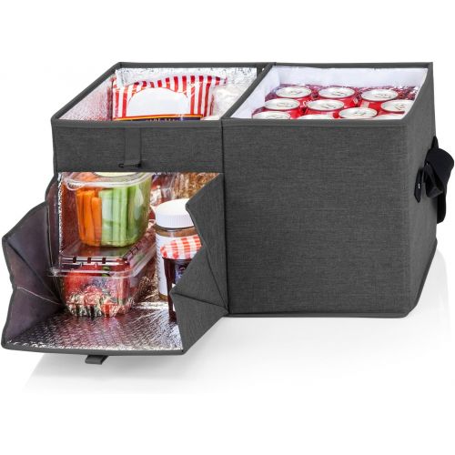  ONIVA - a Picnic Time Brand Ottoman Insulated Collapsible Cooler/Picnic Tote with Wheeled Trolley, Gray