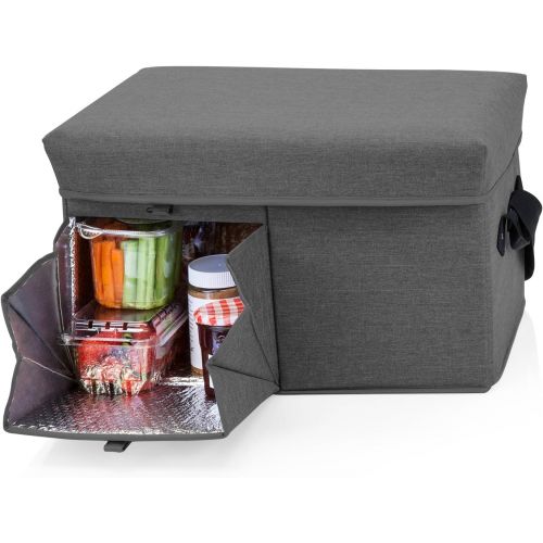  ONIVA - a Picnic Time Brand Ottoman Insulated Collapsible Cooler/Picnic Tote with Wheeled Trolley, Gray