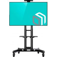 ONKRON Mobile TV Stand TV Cart with Wheels & 2 AV Shelves for 32”  65 inch LCD LED OLED Flat Panel Plasma Screens up to 100 lbs Black TS1552