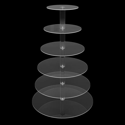  Unbranded 6 Tier Round Crystal Clear Acrylic Cupcake Tower Stand Wedding Birthday Display