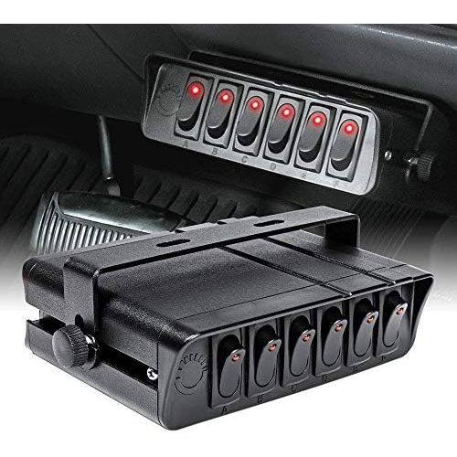  ONLINE LED STORE, MPN: SWH0082 ONLINE LED STORE 6-Gang 12V Rocker Switch Box [60 Amp Max.] [12 AWG Wires][12 Volt DC] SPST On/Off Rocker Toggle Switch Panel Box for Jeep Auto Automotive Lights Car Marine Boat Tr