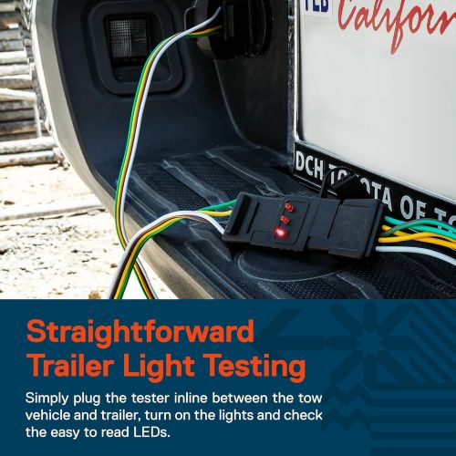  [아마존베스트]ONLINE LED STORE 4-Way Flat Trailer Wiring Tester [Nickel-Plated Copper Terminals] [Male & Female] [Continuity Test] 4-Pin Trailer Light Wire Circuit Tester